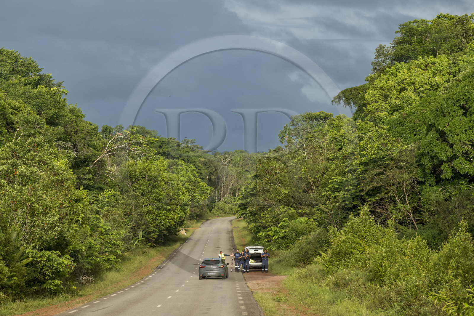 France, French Guiana, Mana, the national road 1 (N1) linking Cayenne to Saint-Laurent-du-Maroni, random customs checks
