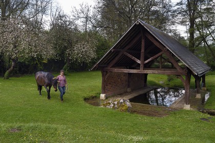 France, Yvelines (78), Montchauvet, le lavoir du XIXème siècle en contrebas du village, Claire Pilo