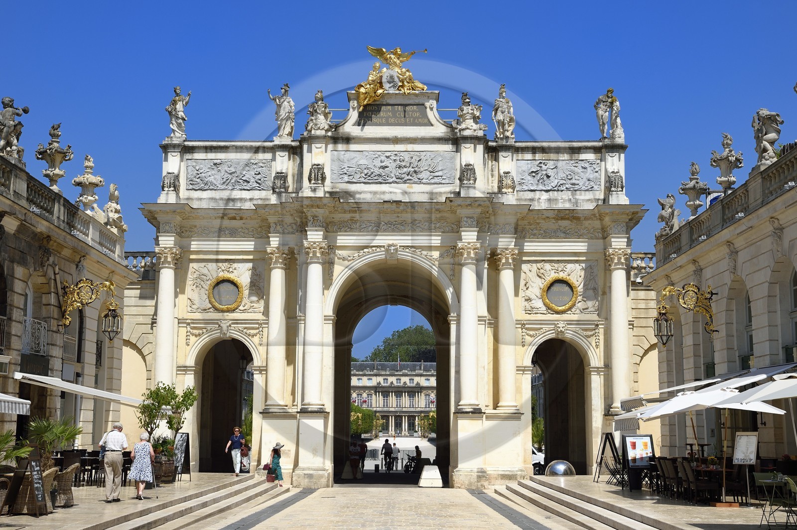 France, Meurthe-et-Moselle, Nancy, Place Stanislas (former Place Royale) built by Stanislas Leszczynski in the 18th century, listed as World Heritage by UNESCO, Triumph Arch (Here Gate)
