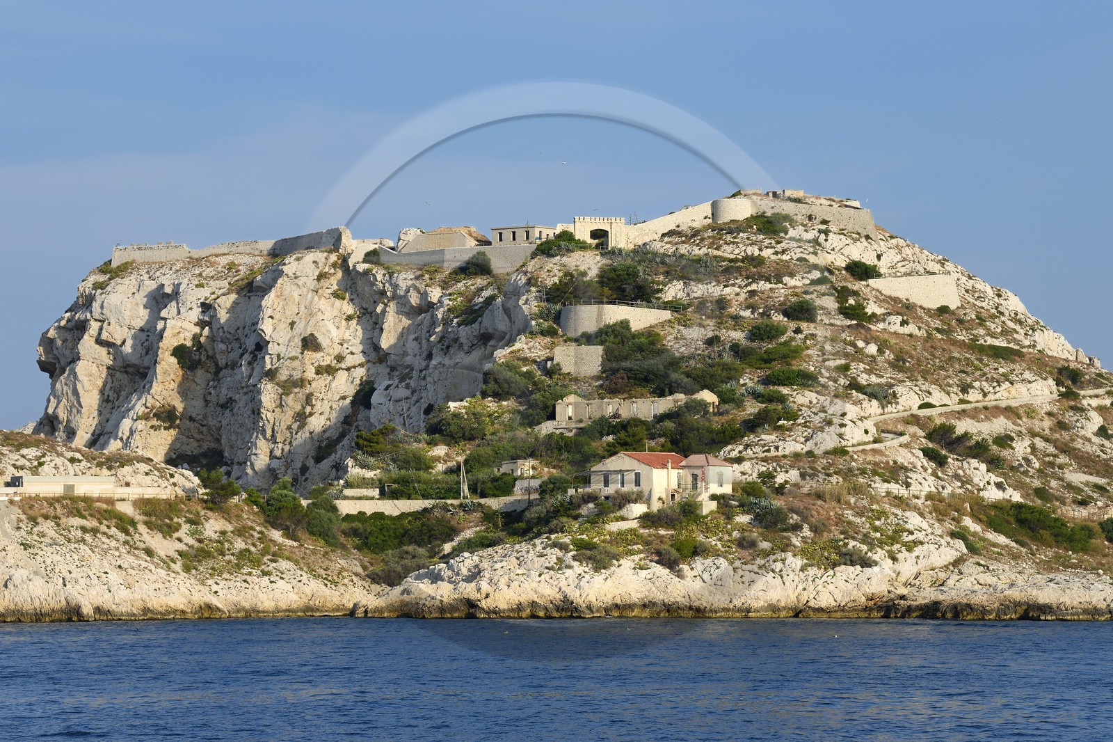 France, Bouches-du-Rhône (13), Marseille, Parc National des Calanques, Archipel des Iles du Frioul, Ile Ratonneau, le Fort Ratonneau