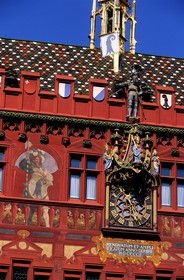 Suisse, Bâle, Marktplatz, détail de la façade de l' Hôtel de ville