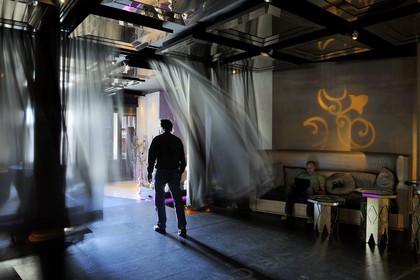 Turkey, Istanbul, Besiktas District, W Hotel in the Akaretler historical housing with terrace, five star hotel of the W American chain, lobby with Turkish decoration