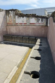 France, Rhone, Lyon, Saint Romain en Gal, the Gallo-Roman Museum of Saint-Romain-en-Gal archaeological site, the Wrestlers baths latrines