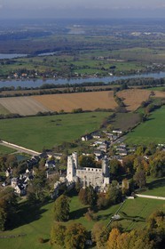 France, Seine-Maritime, France, Seine Maritime, Pays de Caux, Jumieges, abbey of Saint Pierre de Jumieges funded dated 7th century (aerial view)