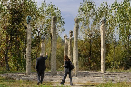 Portugal, Minho region, Guimaraes, Campo da Ataca, Site of the battle marking the independence of Portugal and materialized by the sculpture of the artist Augusto Vasconcelos in 1996