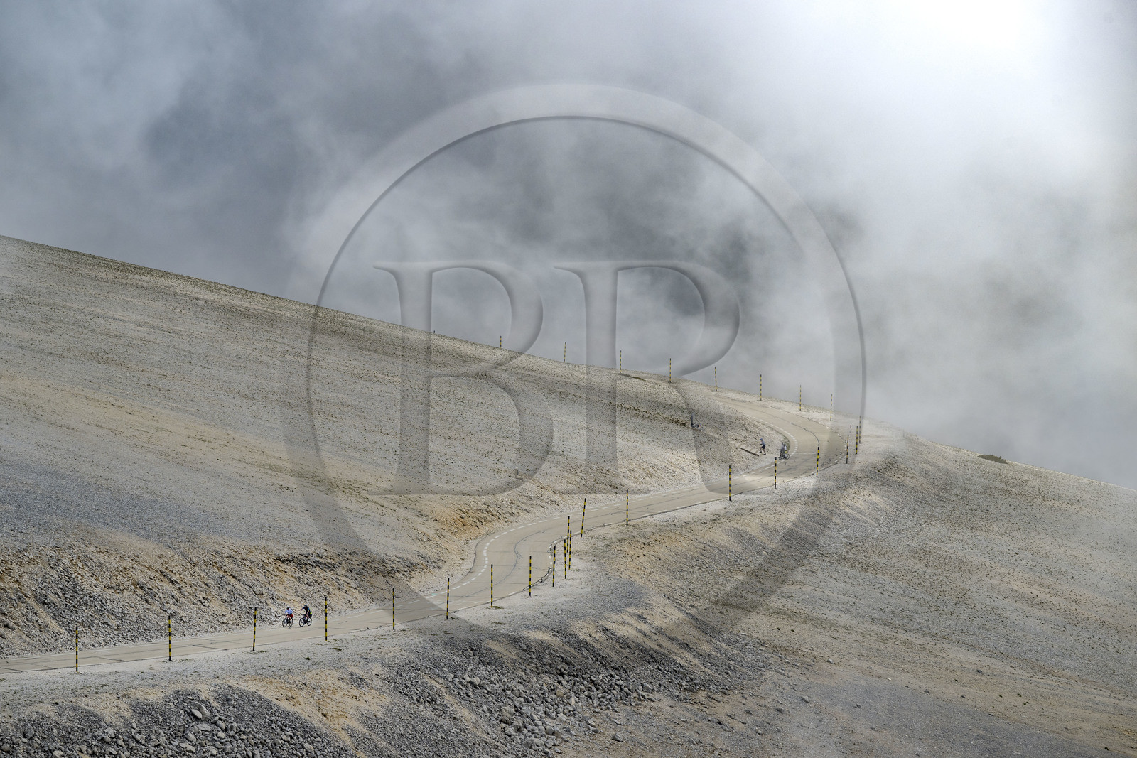 France, Vaucluse (84), Parc Naturel Régional du Mont Ventoux, Bedoin, ascension à vélo du Mont Ventoux par la route D974 sur le versant sud vers le sommet
