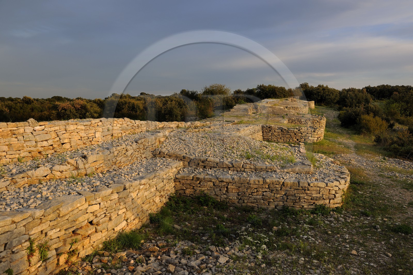 France, Herault, near Lunel, Oppidum of Ambrussum on the Via Domitia, surrounding wall of the third century BC cleared on 650 meters and flanked by twenty-five towers
