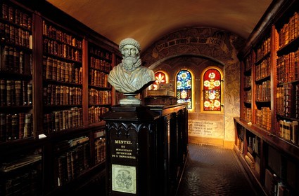 France, Bas Rhin, Selestat, humanistic library, Beatus Rhenanus' room, Mentel's statue