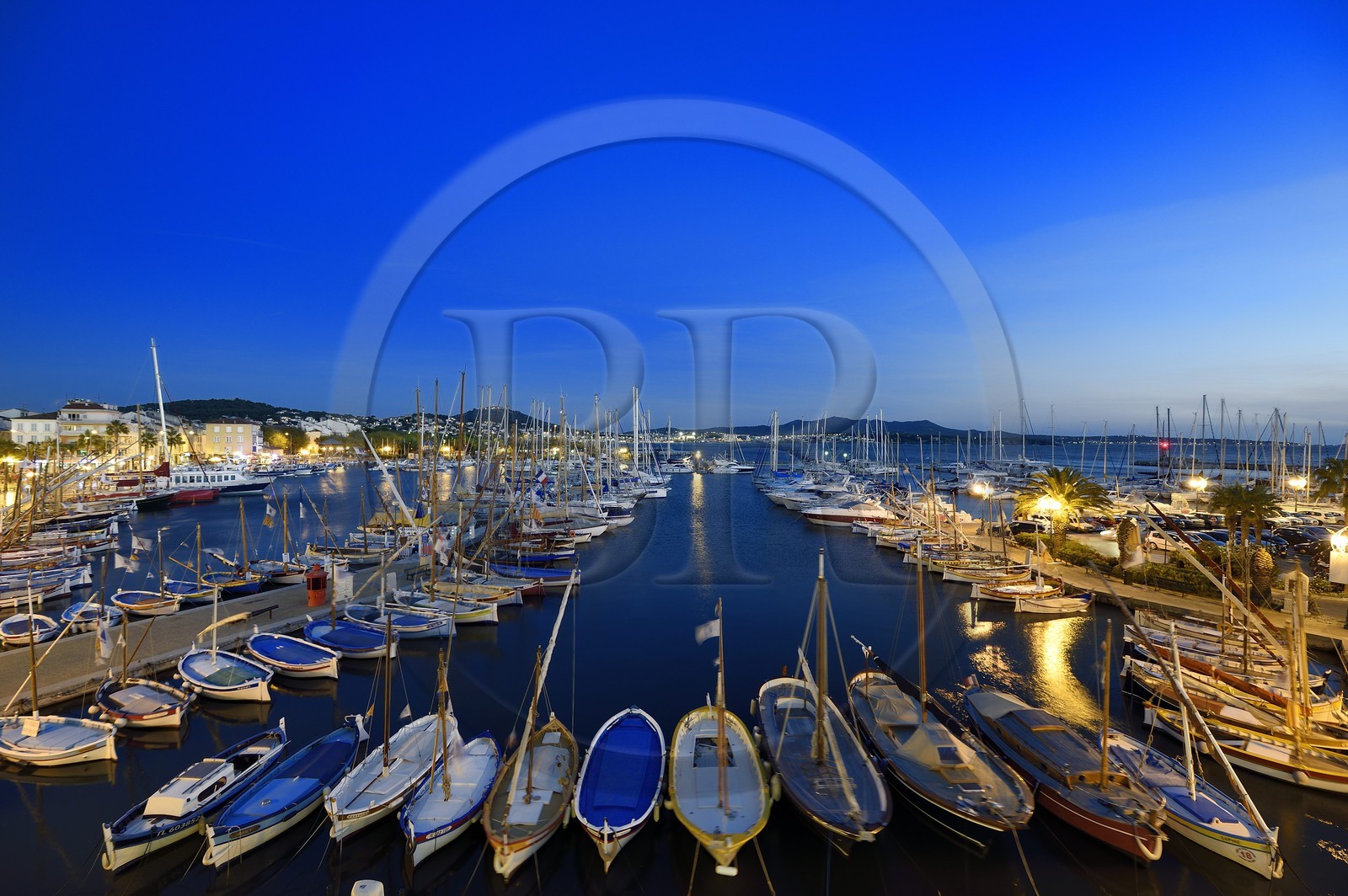 France, Var, Sanary-sur-Mer, traditional fishing boats called pointus in the port