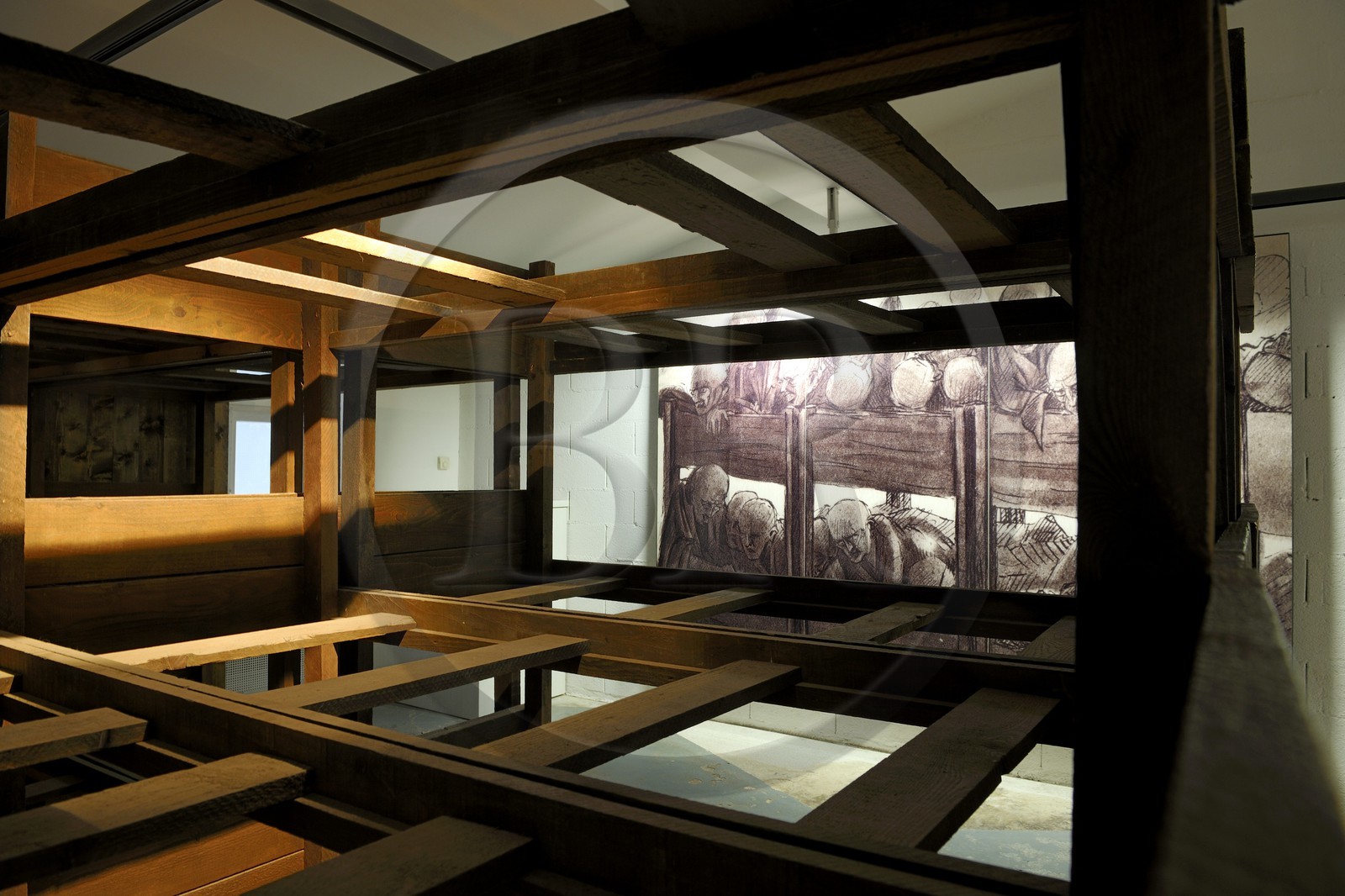 France, Bas-Rhin (67), région de Schirmeck, camp de concentration nazi du Struthof-Natzwiller, les lits dans une barraque de déportés (reconstitution)