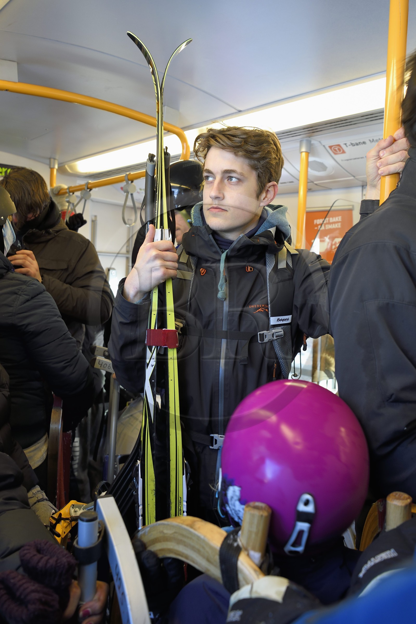 Norvège, Oslo, quartier de Holmenkollen, le metro d'Oslo permet d'accéder aux pistes de ski