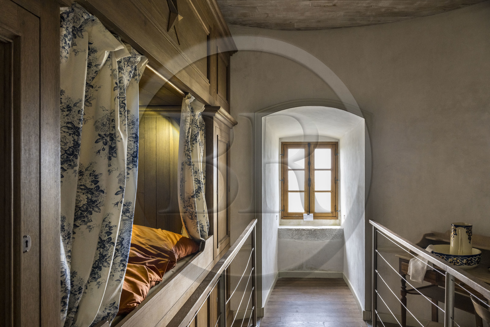 France, Finistère (29), Mer d'Iroise, Ile d'Ouessant, phare du Stiff, ancienne chambre du gardien et son lit clos
