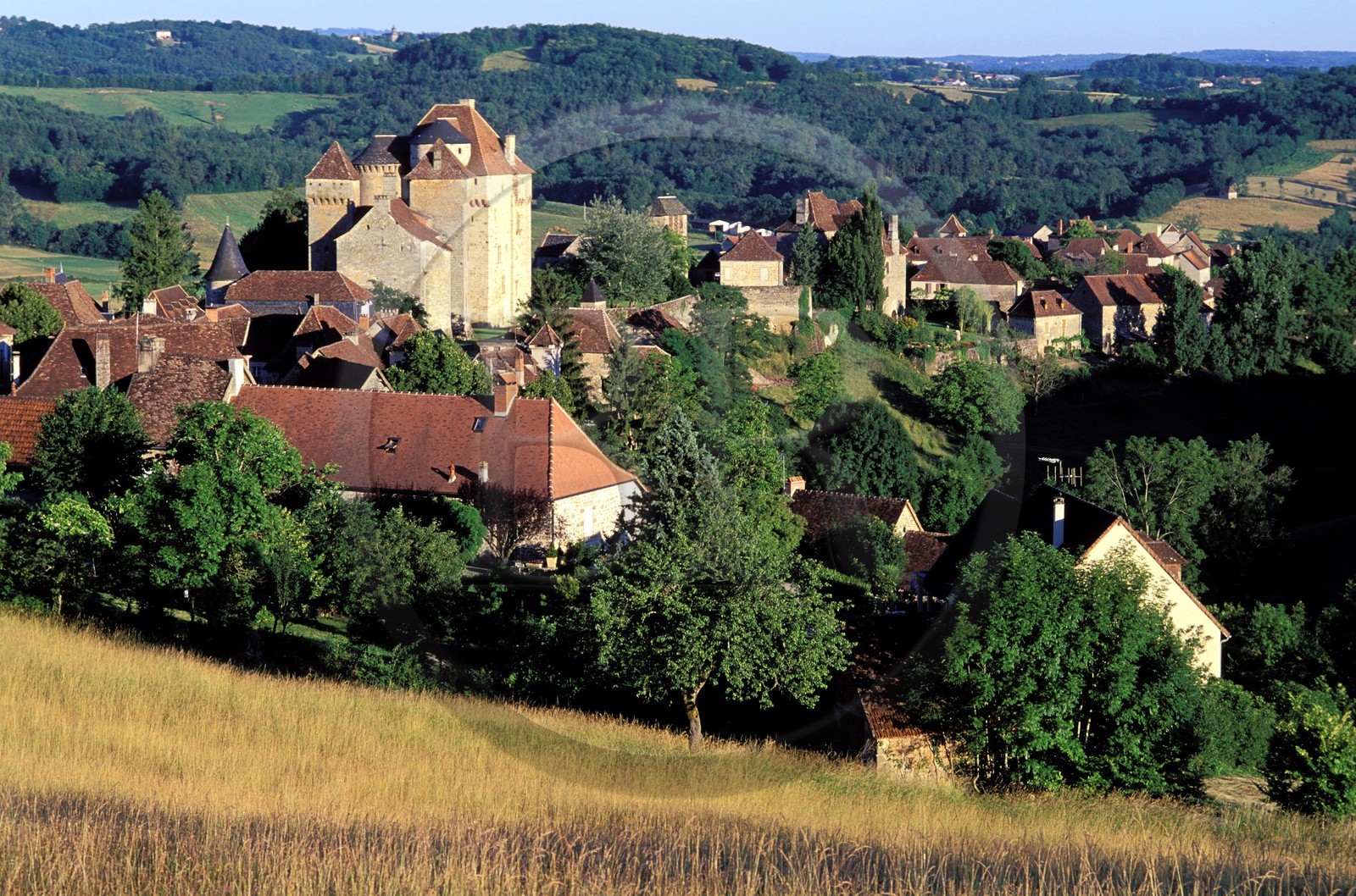 France, Corrèze (19), Curemonte, labellisé Les Plus Beaux Villages de France, le village et le château