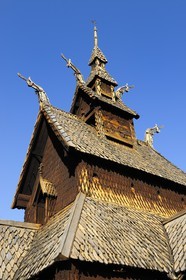 Norvège, comté de Sogn Og Fjordane, église en bois debout ou stavkirke (1130) de Borgund aux motifs vikings de l’ère pré-chrétienne