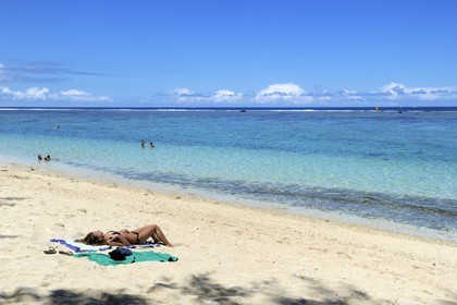 France, île de la Réunion, la Cote Ouest, plage du lagon de Saint-Gilles-Les-Bains à l'Ermitage-les-Bains