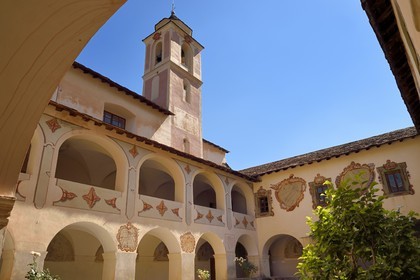 France, Alpes-Maritimes, Roya Valley (Nice hinterland), at the foot of the Mercantour National Park, Saorge, Monastery of Saorge (Centre des monuments nationaux) former Our Lady of Miracles Franciscans Convent, cloister