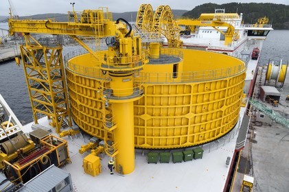 Norway, Ostfold County, Halden, Nexans Aurora cable-laying vessel, the turntable which has the capacity to carry up to 10,000 tonnes of submarine cables
