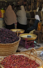 Egypte, Haute Egypte, Nubie, vallée du Nil, Assouan, le souk, étal d'épices