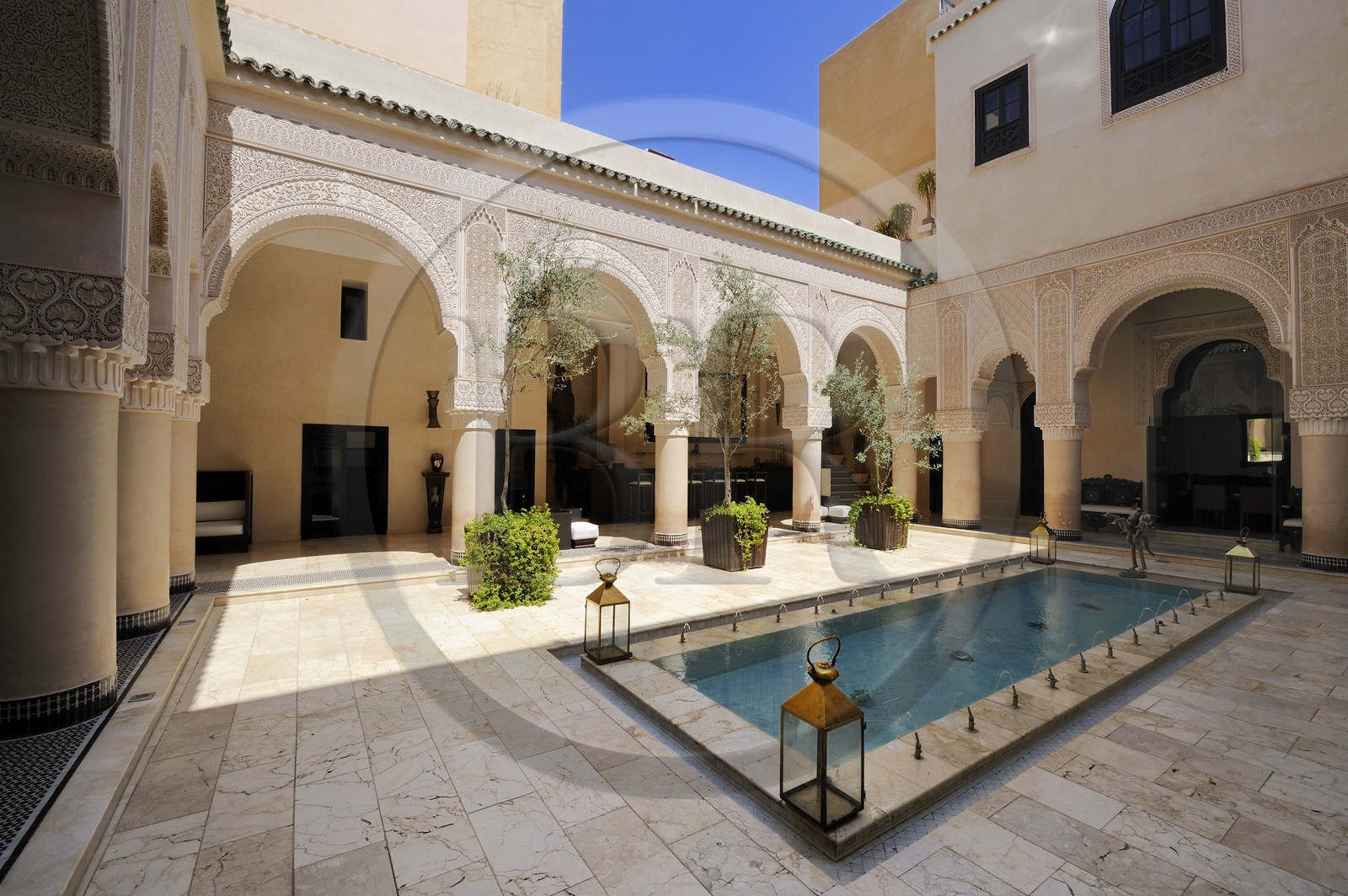 Maroc, Moyen Atlas, Fès, ville impériale, médina classée Patrimoine Mondial de l'UNESCO, hôtel de luxe Riad Fes