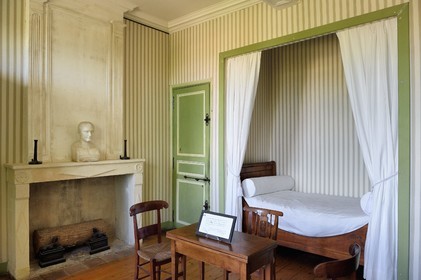 France, Charente-Maritime (17), Ile d'Aix, le bourg, le musée napoléonien, la chambre de Napoléon, il y passa ses dernières nuits en territoire français du 12 au 15 juillet 1815