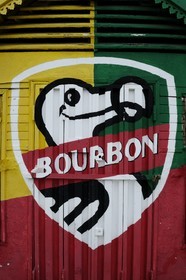 France, Reunion island (French overseas department), Saint-Gilles-Les-Bains, mural advertising for the beer Bourbon also called Dodo
