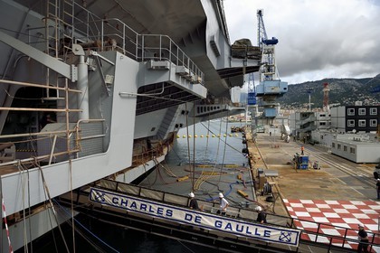 France, Var, Toulon, the naval base (Arsenal), the Charles de Gaulle nuclear-powered aircraft carrier on mid-life renovation