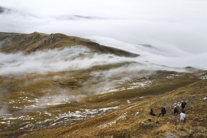 Azerbaijan, Quba (Guba) region, Greater Caucasus mountain range, hiking between the village of Giriz and Laza on Mount Gizilgaya