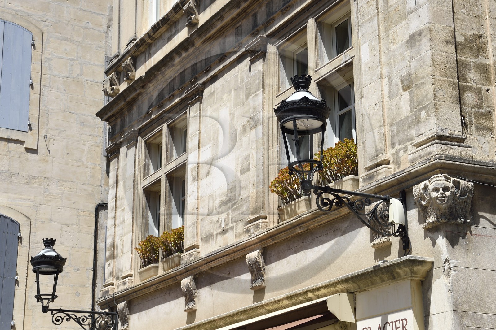 France, Bouches du Rhone, Arles, Renaissance mansion on the Place du Forum corner rue des thermes