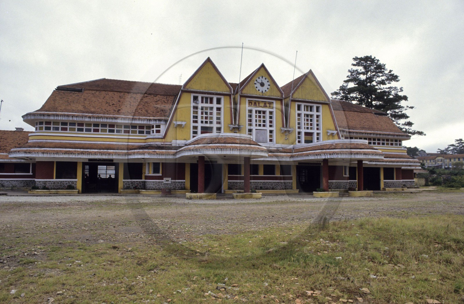Vietnam, Lam Dong province, Dalat, the station is the terminus of the line from Dalat to Thap Cham (now disused), built in 1932 by two French architects, the main building Art Deco is inspired from the french Deauville Train Station