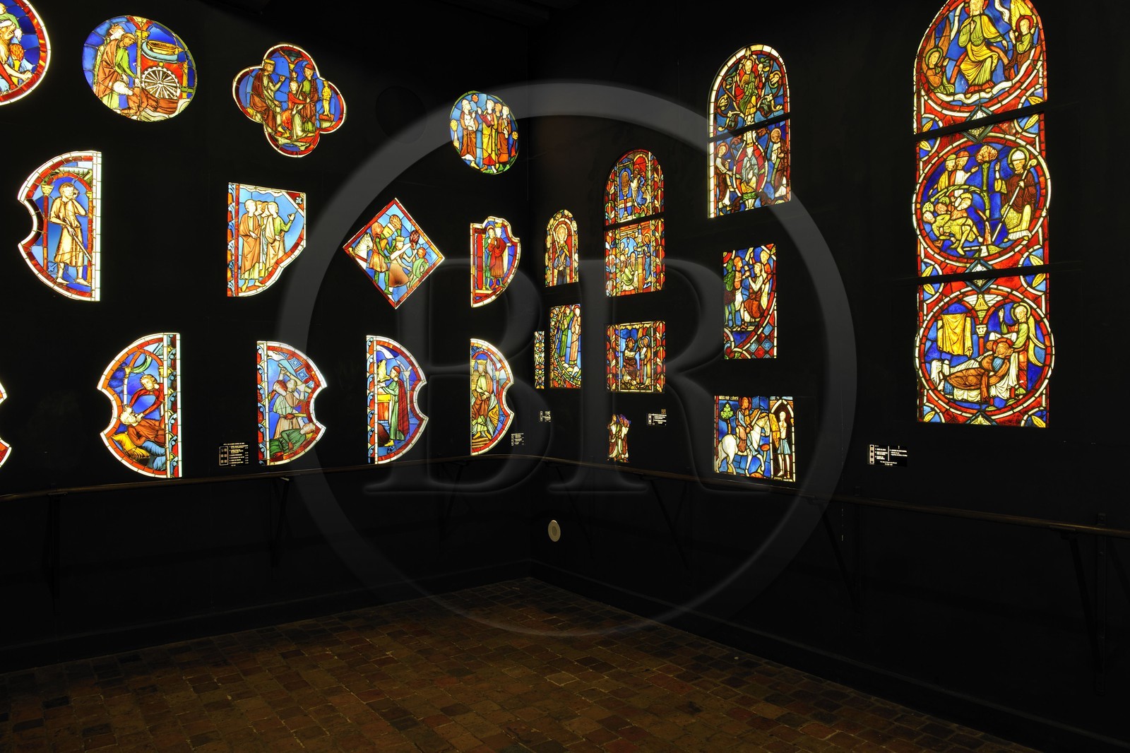 France, Paris, Musee du Moyen-Age (Middle Ages Museum), the former Hotel de Cluny, stained-glass windows