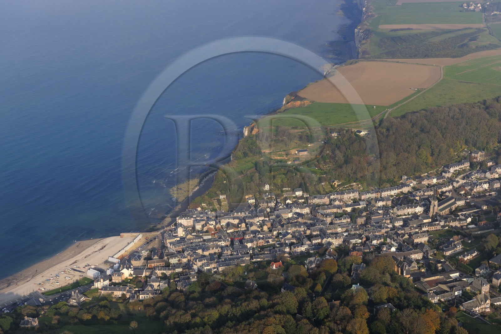 France, Seine-Maritime, Pays de Caux, Cote d'Albatre, Yport (aerial view)