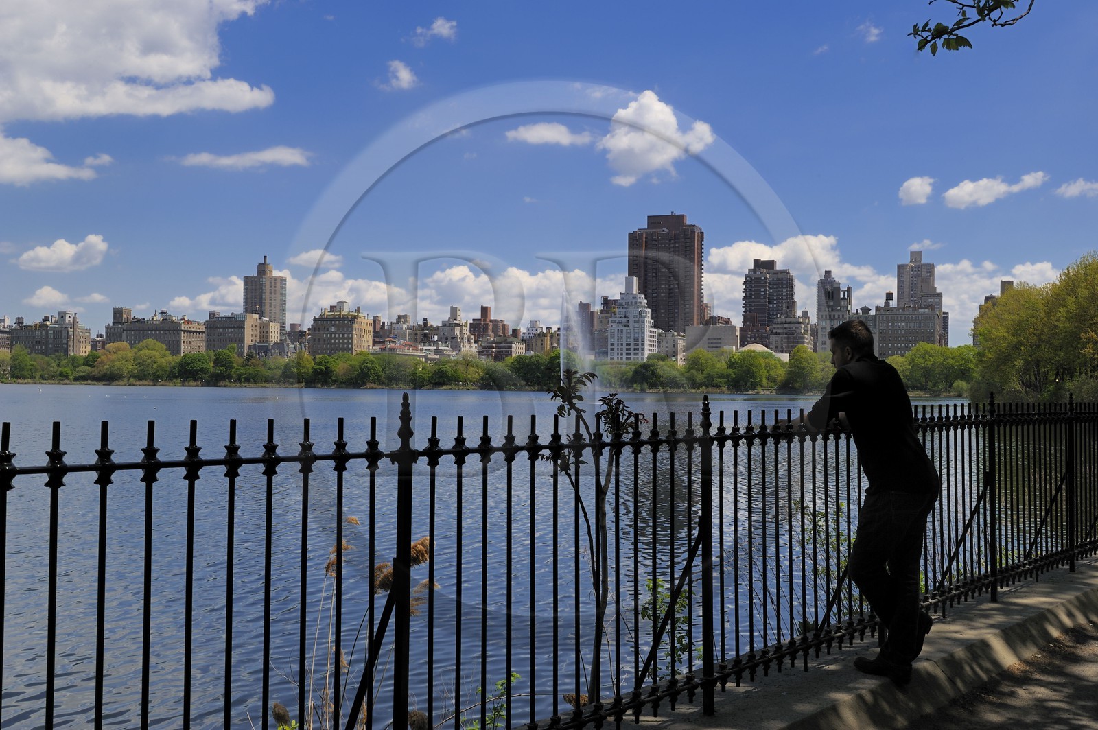 Etats-Unis, New York, Manhattan, Central Park, le Réservoir entouré de buildings