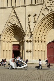 France, Rhone, Lyon, historical site listed as World Heritage by UNESCO, Vieux Lyon (Old Town), Saint Jean Cathedral (Saint John's Cathedral), the western facade