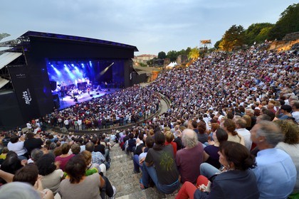 France, Rhone, Lyon, historical site listed as World Heritage by UNESCO, colline de Fourviere, Roman theatre, concert at the Nuits de Fourvieres