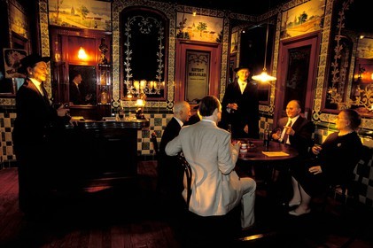 France, Saone et Loire, Romaneche Thorins, hameau en Beaujolais, reconstitution of a local bistro (vine bar)