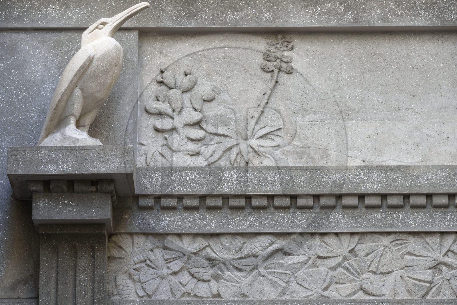 France, Alpes-Maritimes, Nice, Baumettes district, the Gloria Mansions Art deco building, portal decor in the courtyard