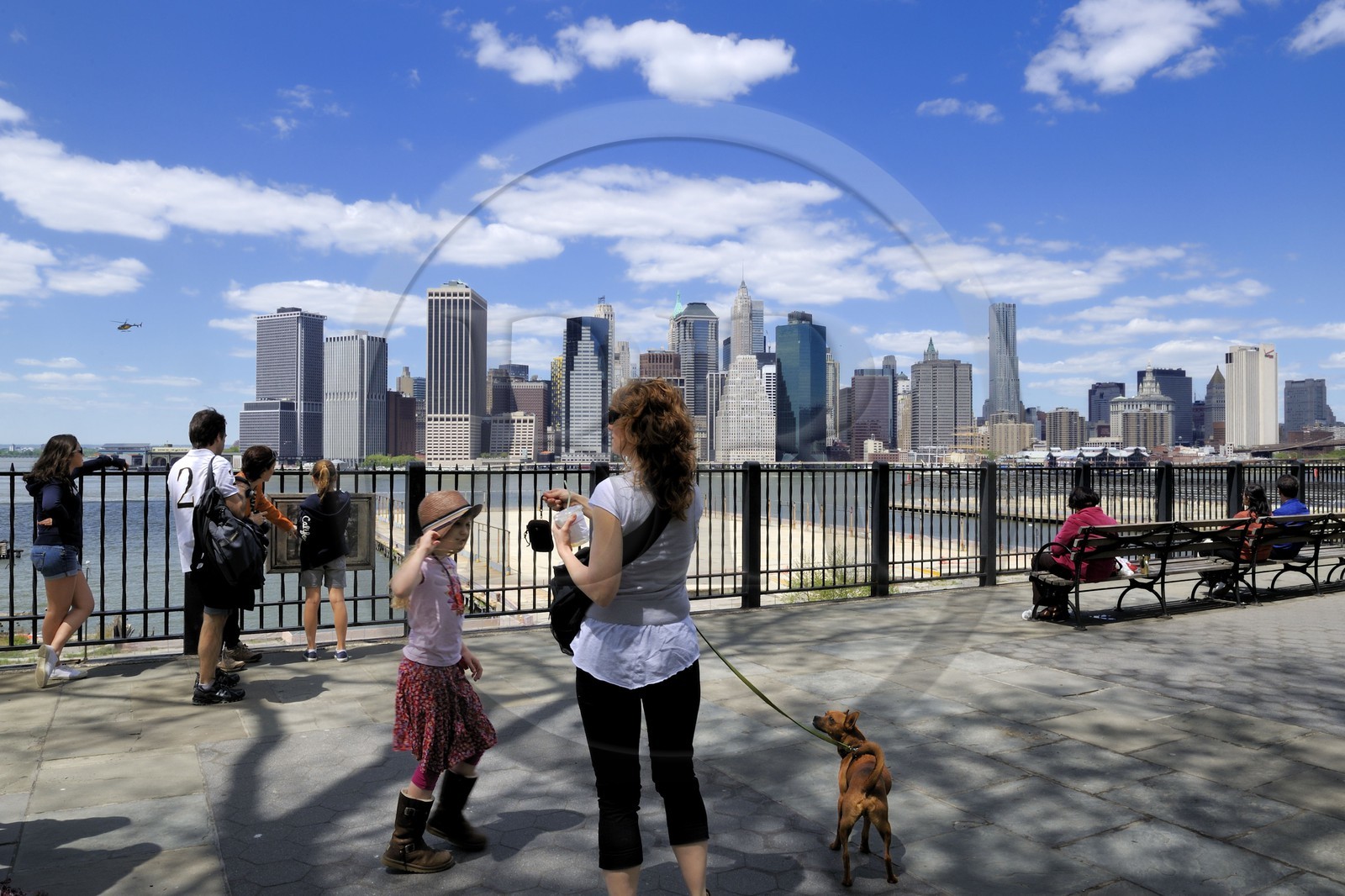 Etats-Unis, New York, Downtown Manhattan vue de la promenade à  Brooklyn