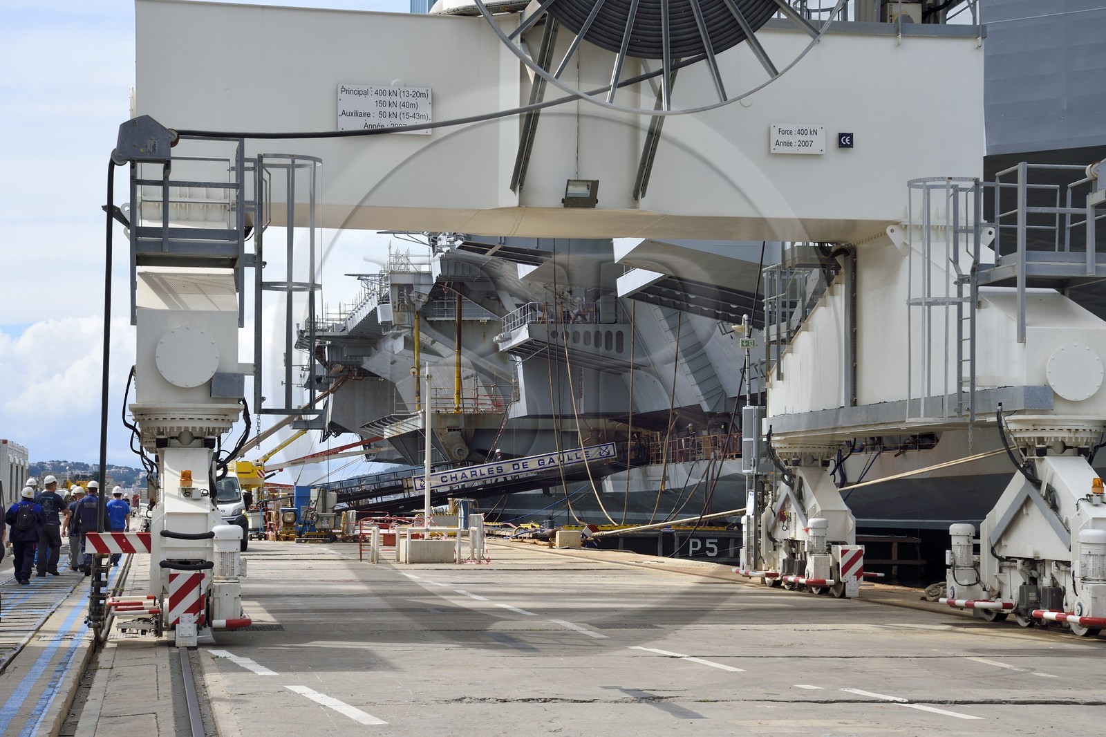 France, Var, Toulon, the naval base (Arsenal), the Charles de Gaulle nuclear-powered aircraft carrier on mid-life renovation