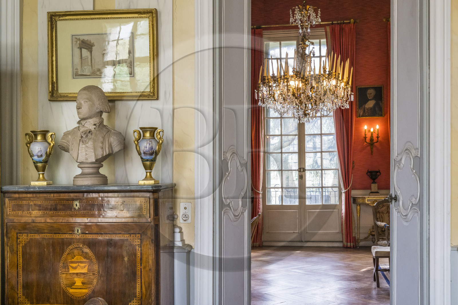 France, Hérault (34), Montpellier, centre historique appelé l’Ecusson, L'Hotel Haguenot, hotel particulier appelée folie montpelliéraine de la deuxième moitié du XVIIIème siècle, conçu par l'architecte Jean Antoine Giral