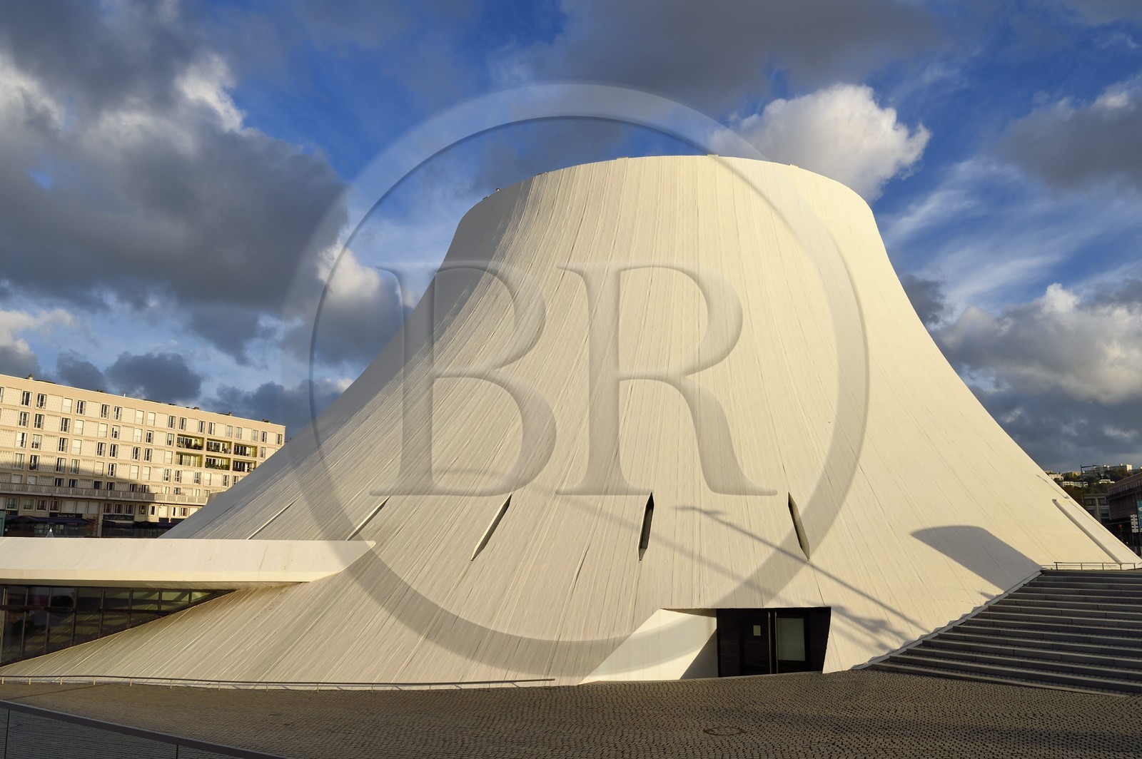 France, Seine Maritime, Le Havre, Downtown rebuilt by Auguste Perret listed as World Heritage by UNESCO, the cultural center called Volcano created by Oscar Niemeyer