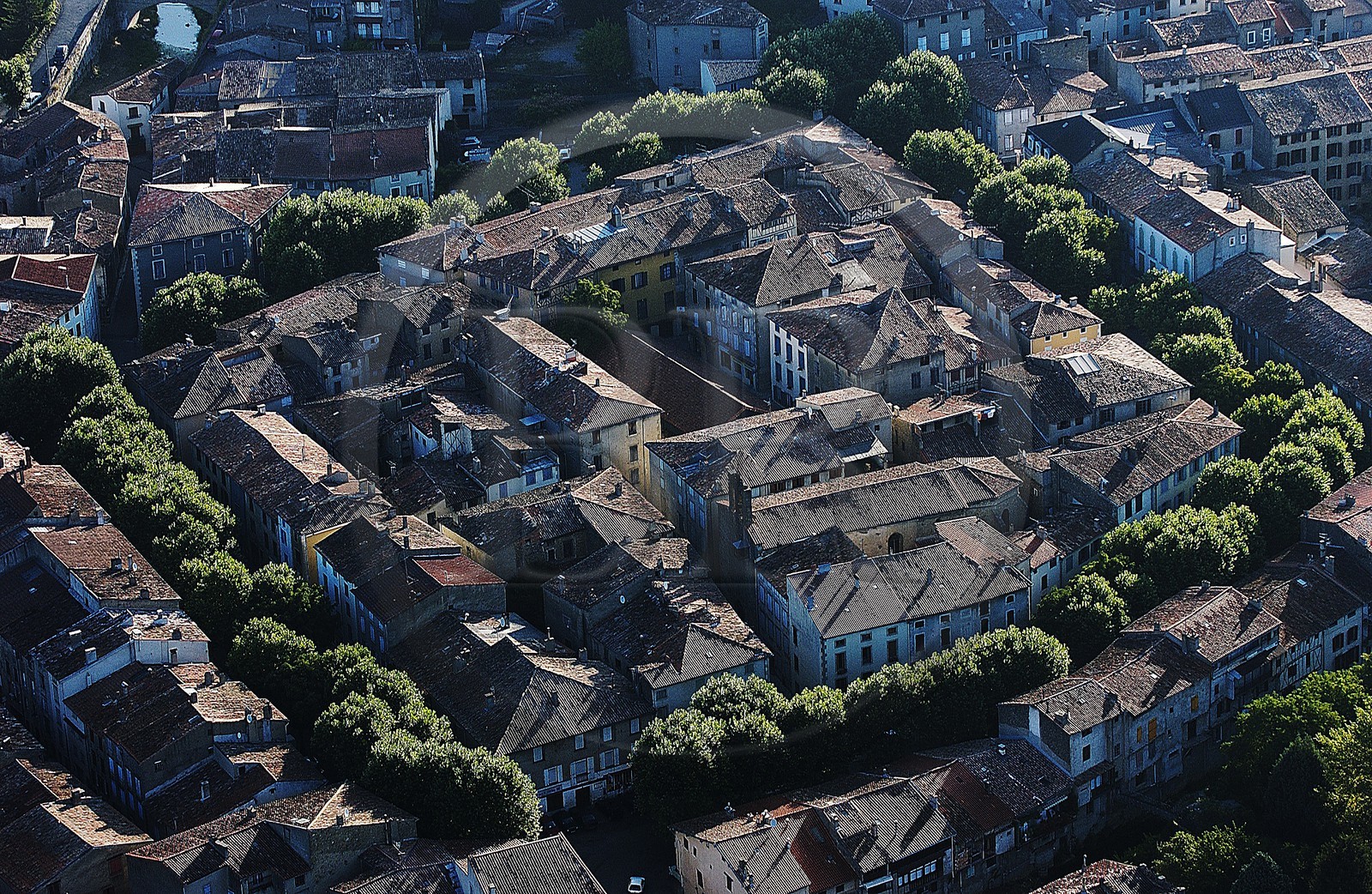 France, Aude, Chalabre, medieval old village (aerial view)
