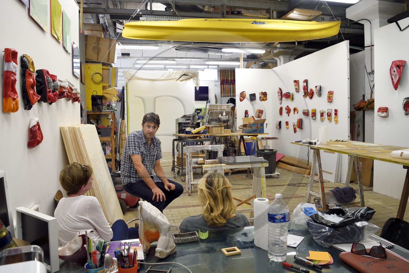 France, Alpes-Maritimes (06), Nice, La Station, espace d’art contemporain situé dans les anciens abattoirs, l'artiste Cédric Teisseire dans son atelier