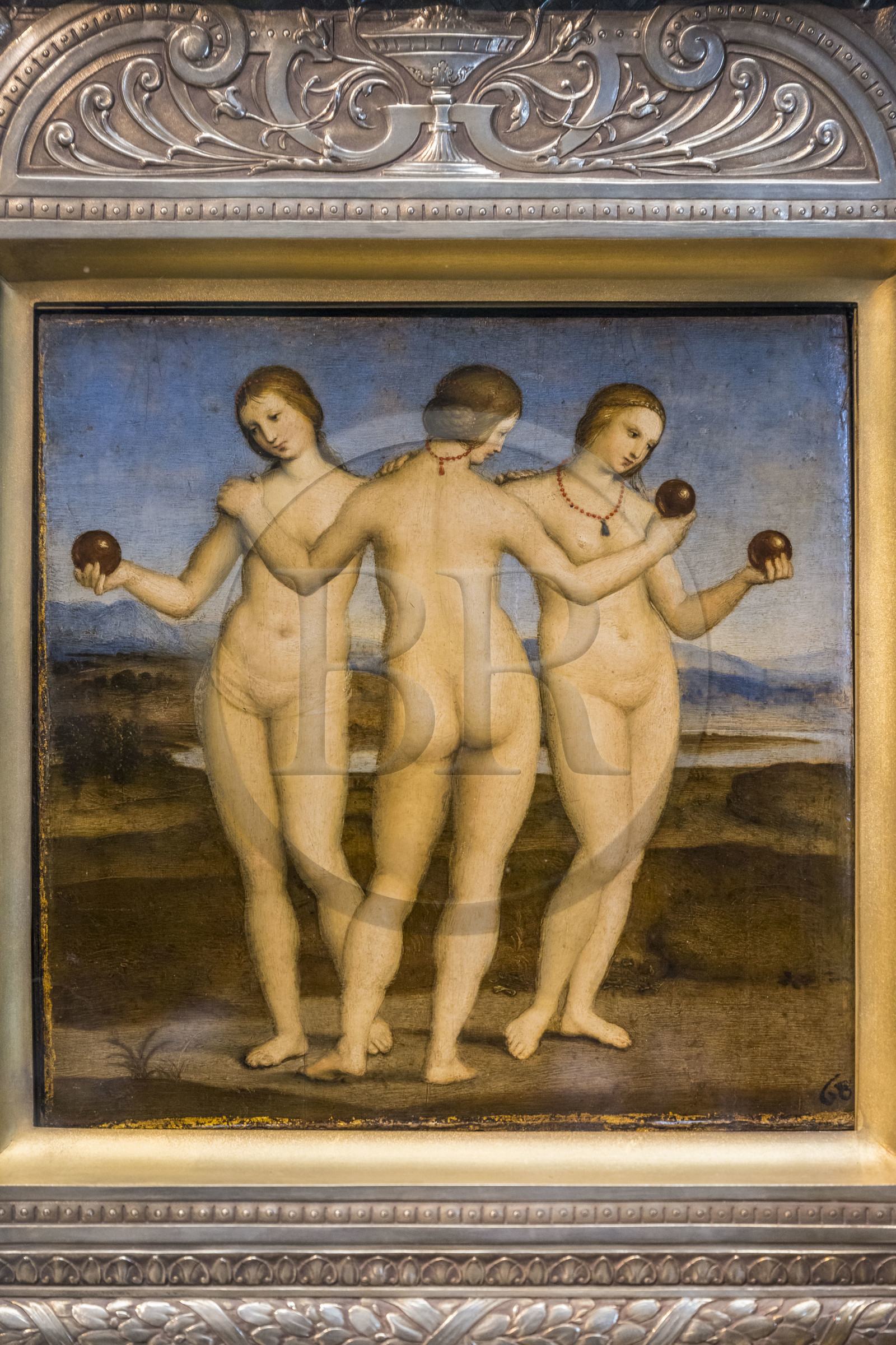 France, Oise, Chantilly, the castle of Chantilly, the Condé museum, The Three Graces, one of the smallest paintings by the master and the only secular work of Raphael's Florentine period, circa 1504-1505