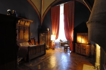France, Maine et Loire (49), château de Montreuil-Bellay, chambre à coucher