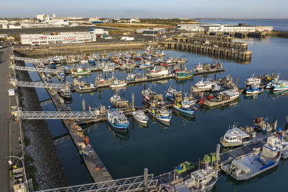France, Charente-Maritime (17), La Rochelle, Port de pêche de Chef de Baie, le bassin des coureauleurs (vue aérienne)