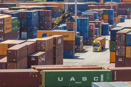 Italy, Liguria, Genoa, the container terminal of the commercial port