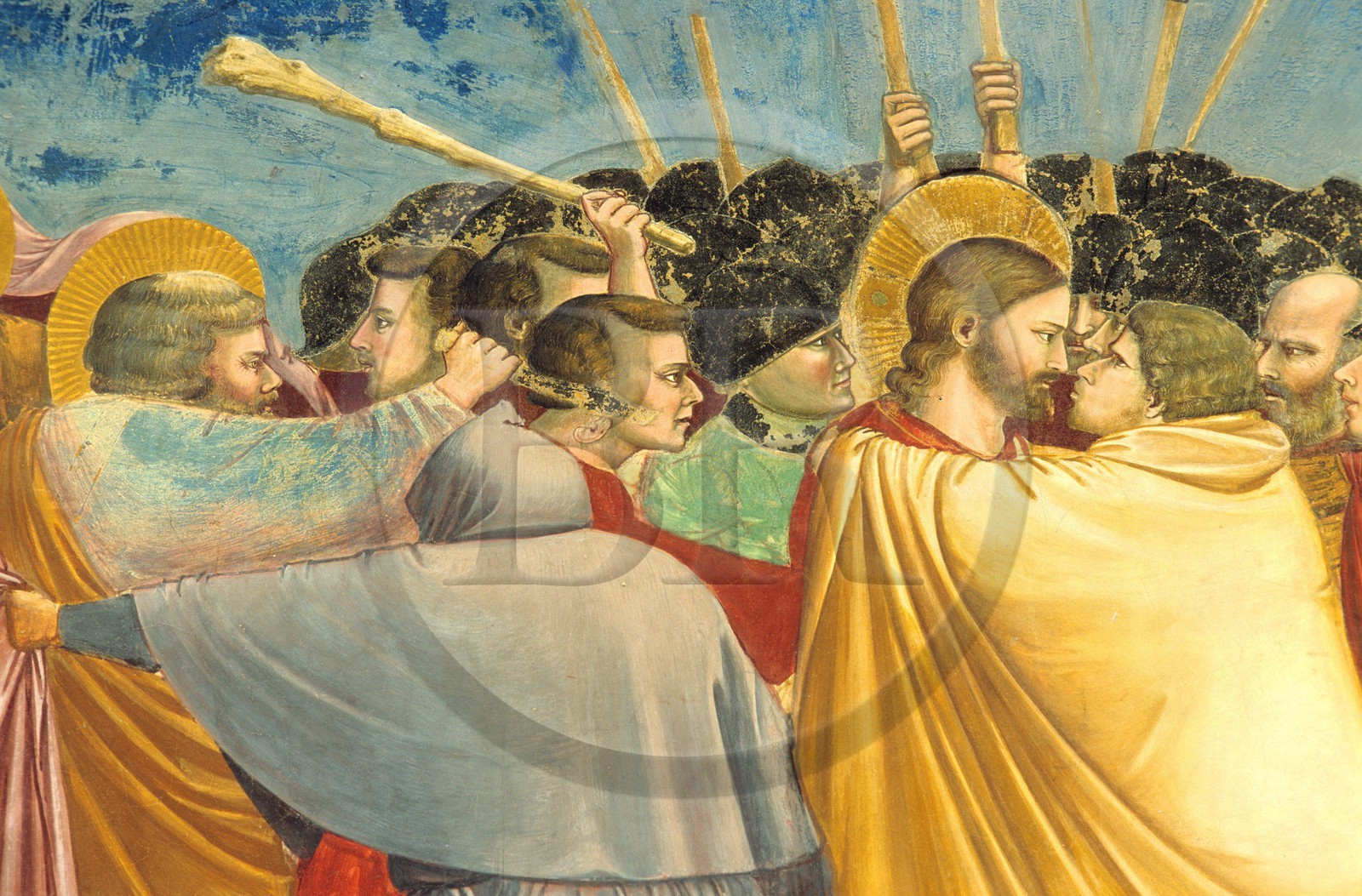 Italie, Vénétie, Padoue, chapelle des Scrovegni, fresques de Giotto (le baiser de Judas et Saint-Pierre voulant le tuer)