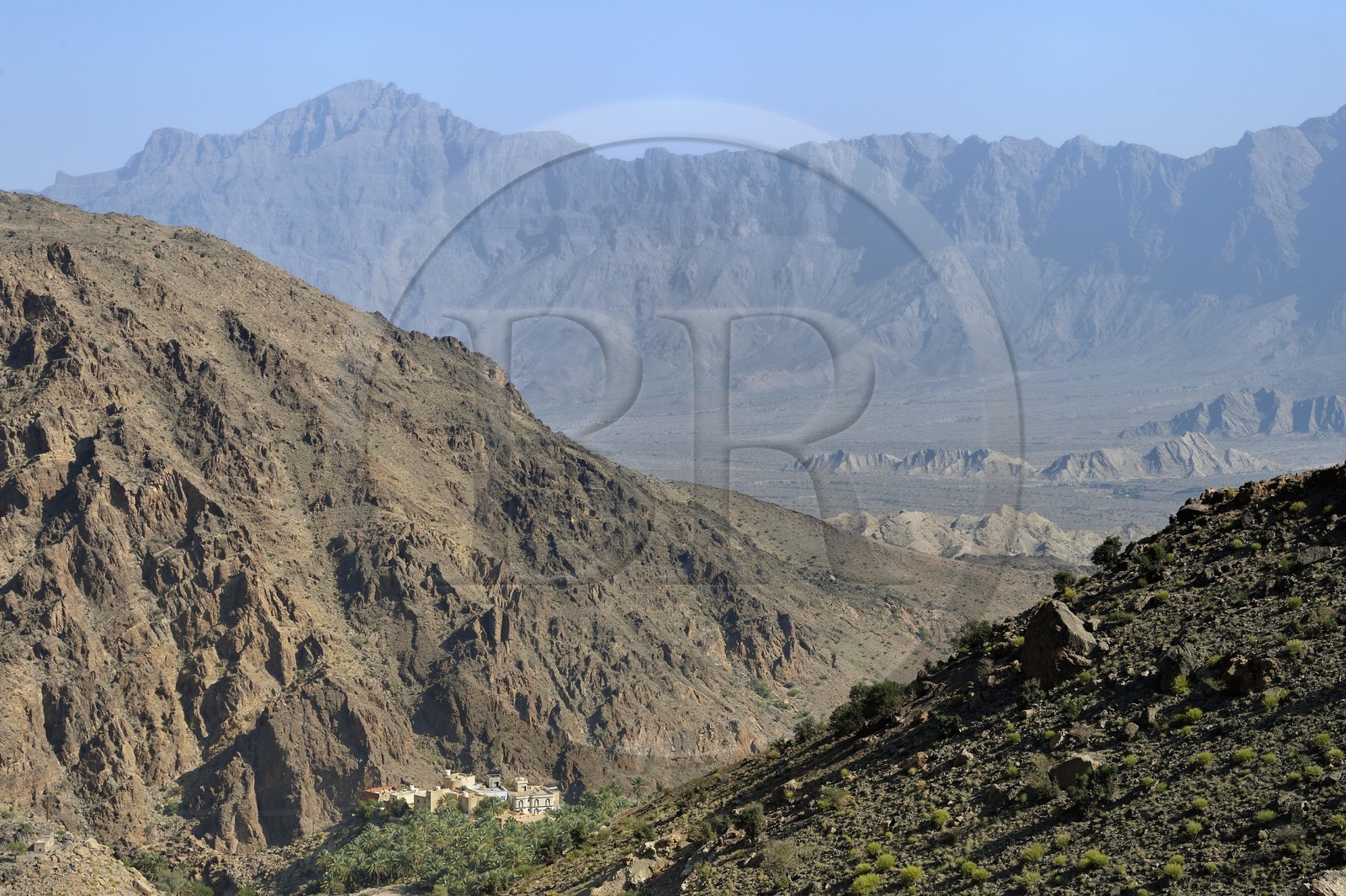 Sultanat d'Oman, Gouvernorat d'Al-Batina du Sud, Hajar occidental, Wadi Mistall, village de Hijar