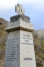 France, Haute Corse, Niolu (Niolo) region, Calasima highest village in Corsica (1 095m), the war memorial
