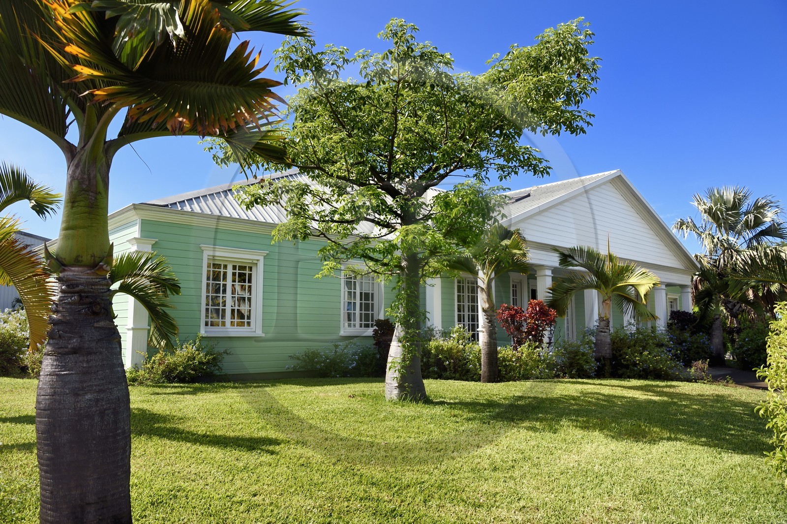 France, Ile de la Reunion, Saint Pierre, domaine de la distillerie Isautier, les bureaux dans la reconstitution de la maison familiale traditionnelle